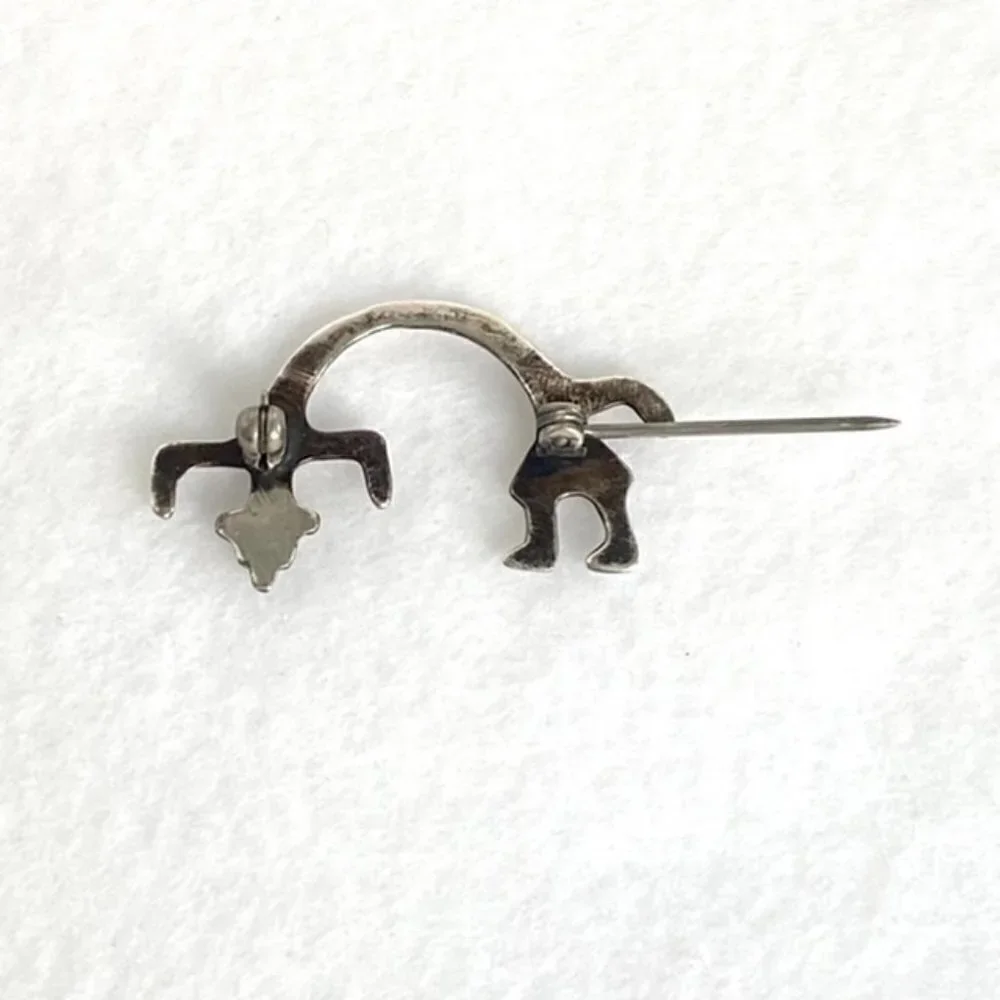 Vintage Sterling Silver 925 Southwest Yei Kachina Figural Stampwork Brooch Deity